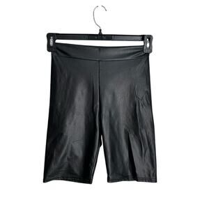 Akira Black Faux Leather Biker Shorts Size Small